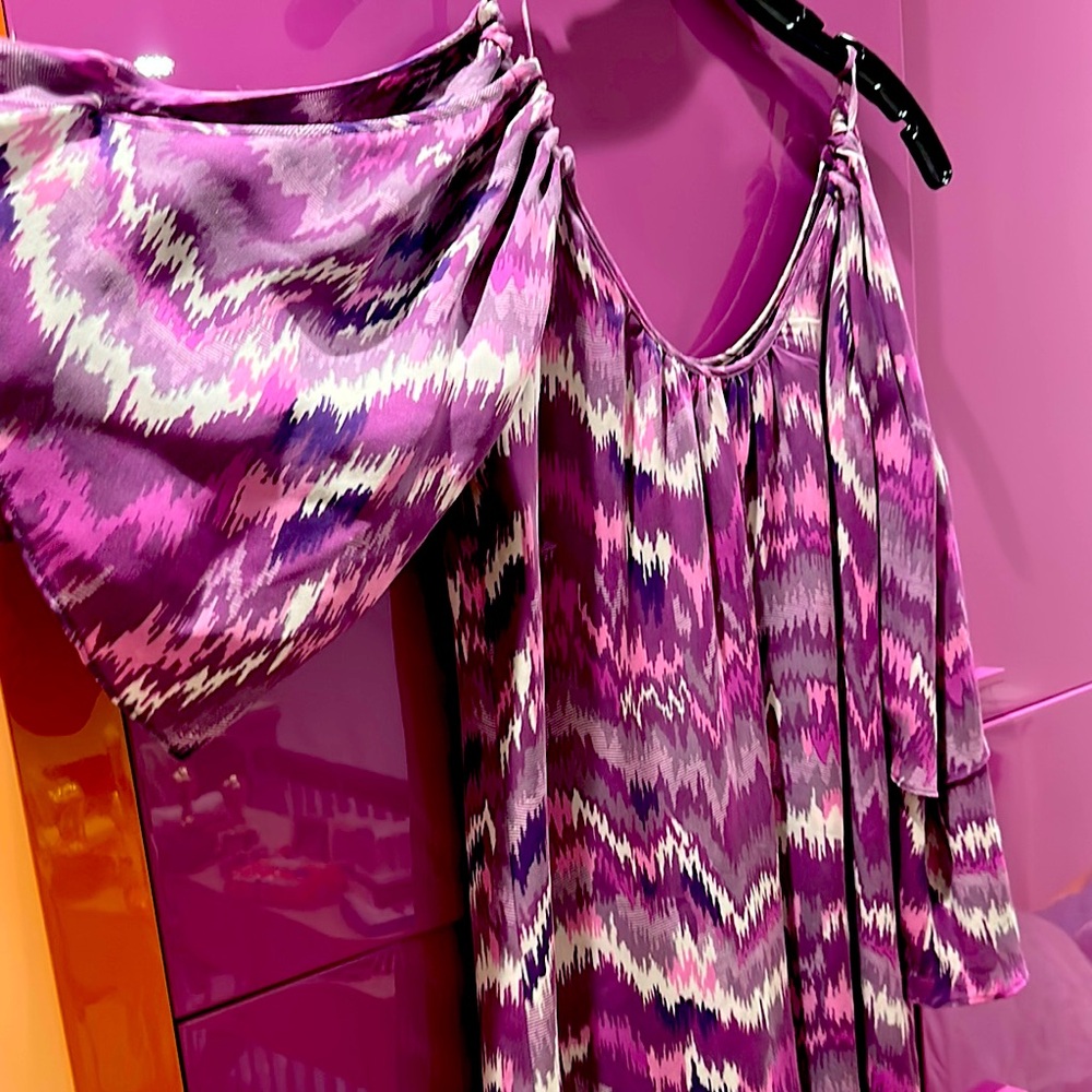 Parker Purple and Pink Patterned Midi Dress or Tunic Top